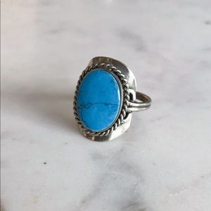 Blue Howlite Gemstone Silver Ring
